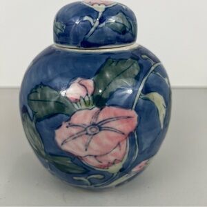 Vintage Floral Enamel Ceramic Chinese Ginger Jar